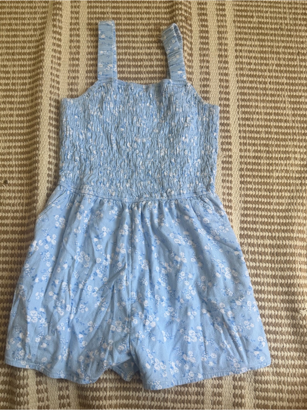 abercrombie kids Light Blue Floral Smocked One-Piece
